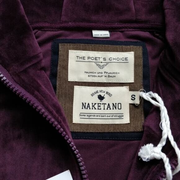 NAKETANO Brazzo Mack Velour Zip-Up Hoodie Wine Red Purple S NWT Rare - Picture 5 of 8